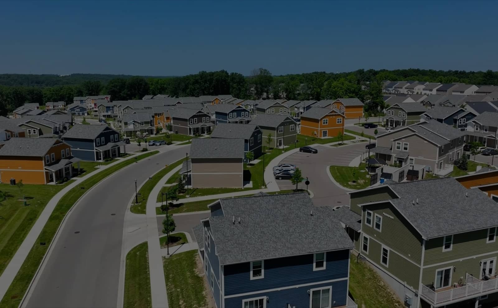 Student housing with parking lot